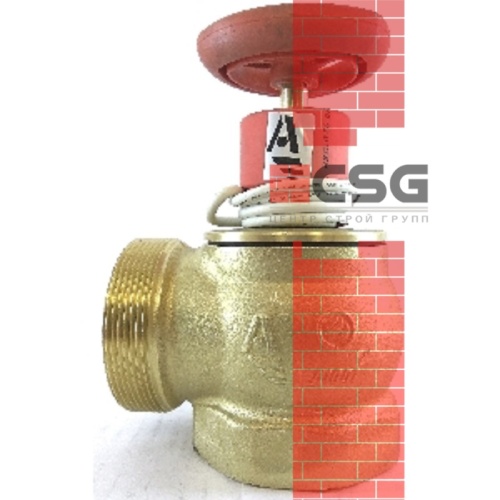 Клапан пожарн лат угл 90 гр КПЛМ 65-1 Ду 65 1,6 МПа муфта-цапка с датч пол ДППК 23 Апогей 110014, DN 65